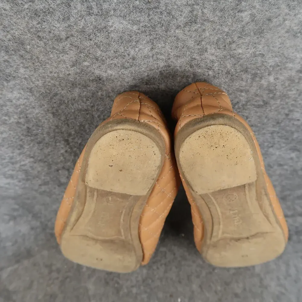 Link Shoes Girls 3 Ballet Flats Slip On Cap Toe Quilted Casual Comfort Brown